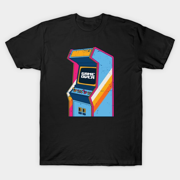 Retro Arcade Machine Game Over // Vintage Grunge Gamer Arcade T-Shirt by SLAG_Creative